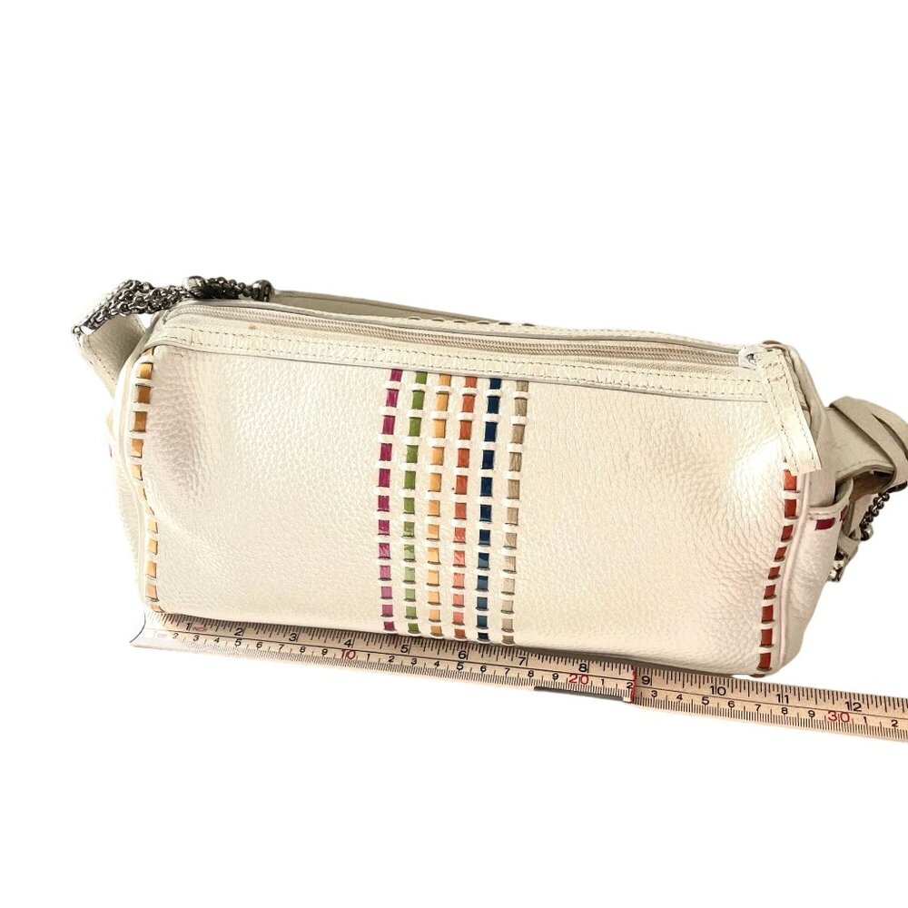 Brighton Leather Barrel Chain Strap Shoulder Bag Women's White Fashion Minimalis - Picture 4 of 12